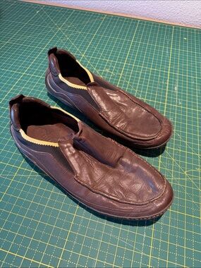 Cole Haan Brown Leather Slip-On Loafers with Elastic Collars